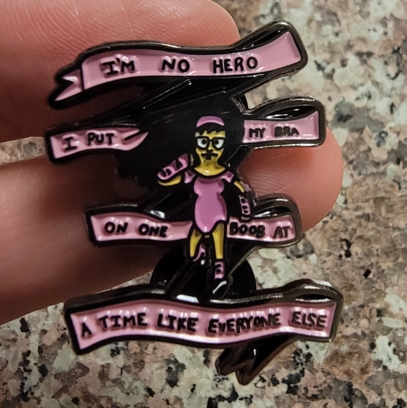 Large Tina Belcher I'm No Hero... Quirky Bob's Burgers Enamel Pin - Picture 4 of 5